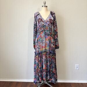 MAEVE ANTHROPOLOGIE Annabella Maxi Dress Floral Balloon Sleeve Boho